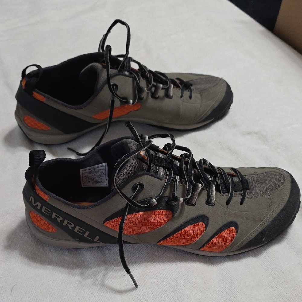 Merrell Gray and Orange Athletic Shoes with Rugged Design